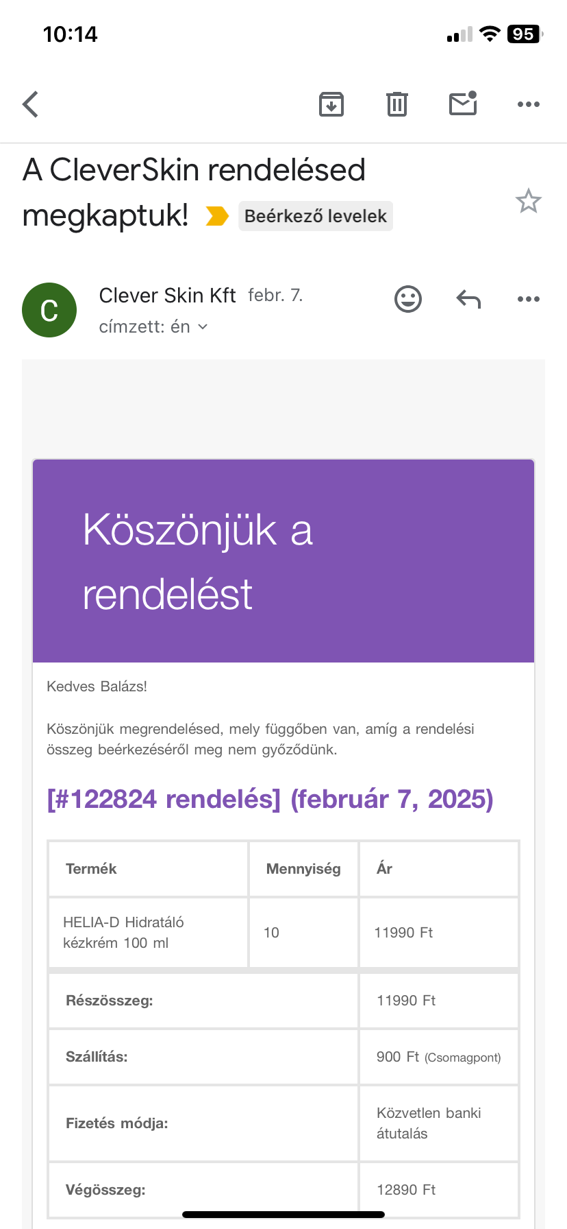 Cleverr Skin, fizetéssel történő rendelés átverés
